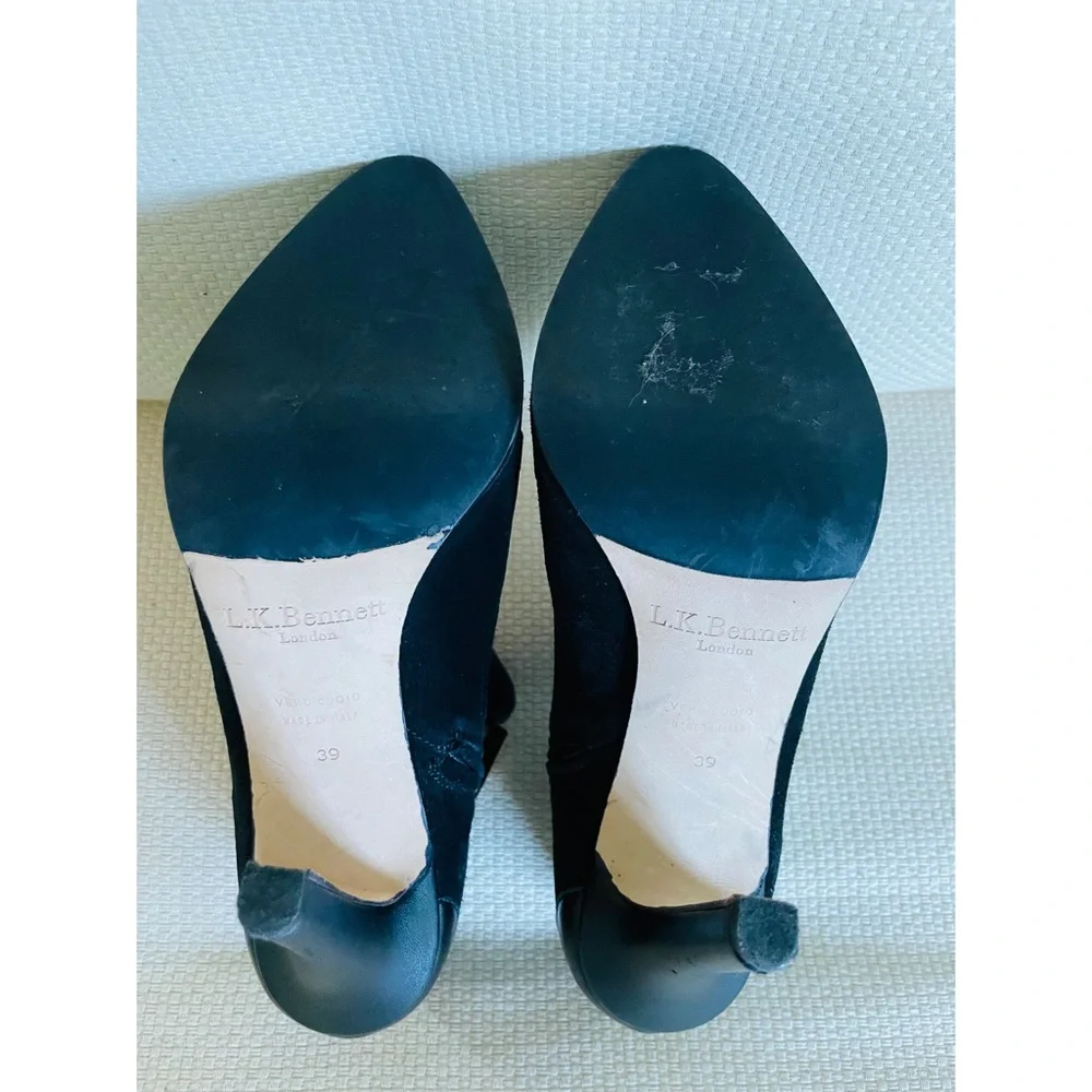L.K. BENNETT Suede Leather Black Booties Shoes Size 39